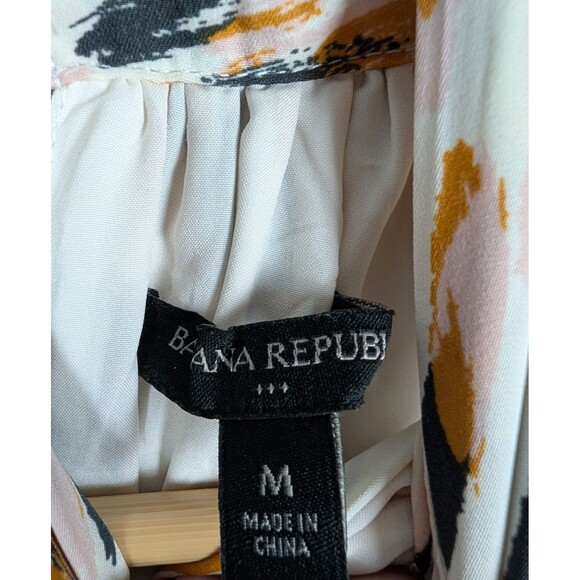 Banana Republic Printed Twist Neck Satin Midi Dress Medium - Picture 6 of 10